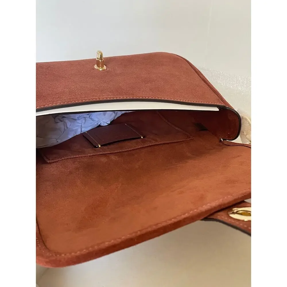 Coach Hadley Convertible Crossbody Bag CEB10 Suede Leather Gold Clay - Picture 12 of 13